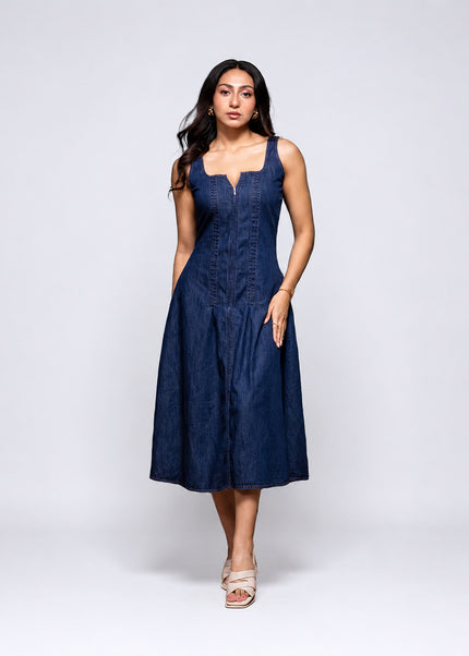 Denim Zipper-Front Dress