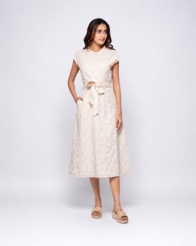 Cord Back-Cut Dress