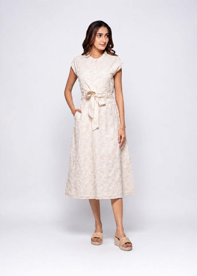Cord Back-Cut Dress