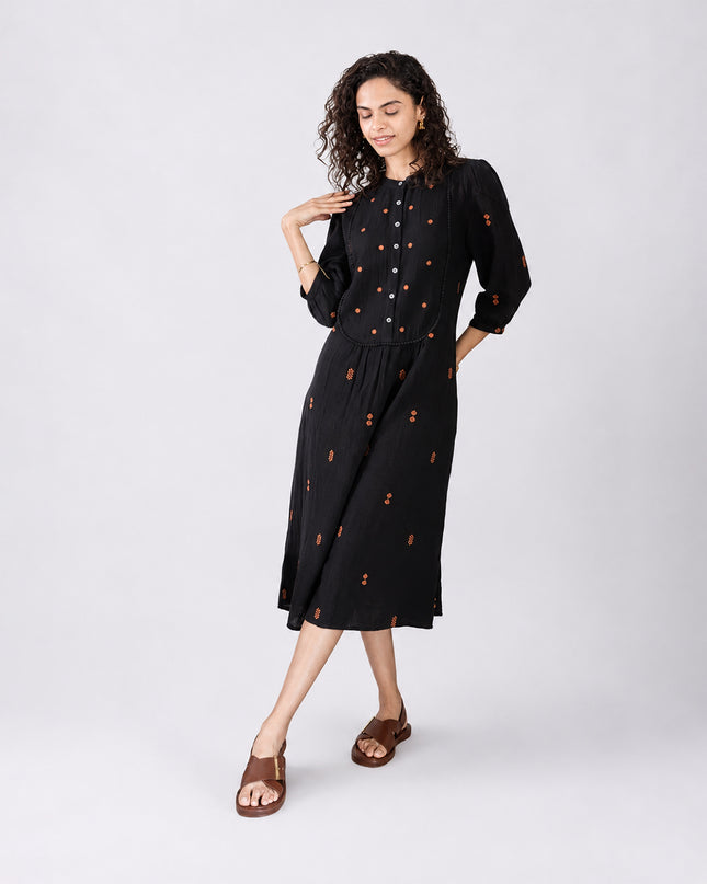 Charcoal Embroidered Dress