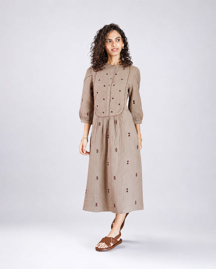 Biscuit Embroidered Dress