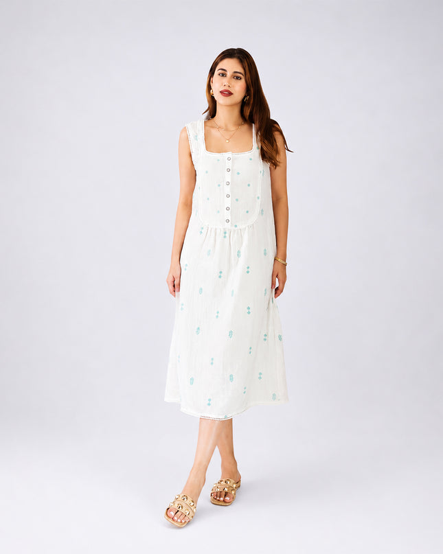 Vanilla Embroidered Dress