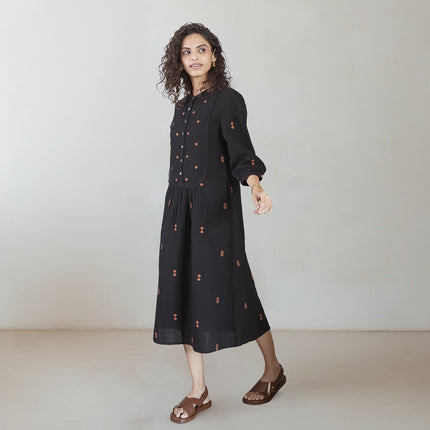 Charcoal Embroidered Dress