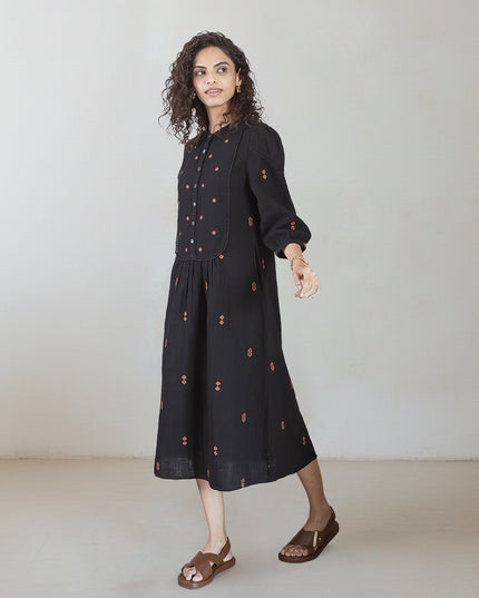 Charcoal Embroidered Dress