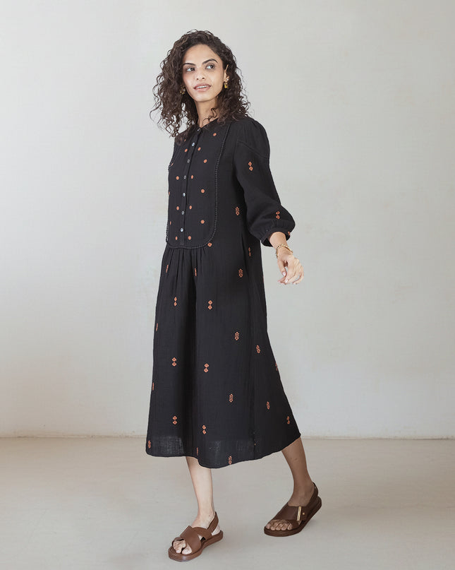 Charcoal Embroidered Dress
