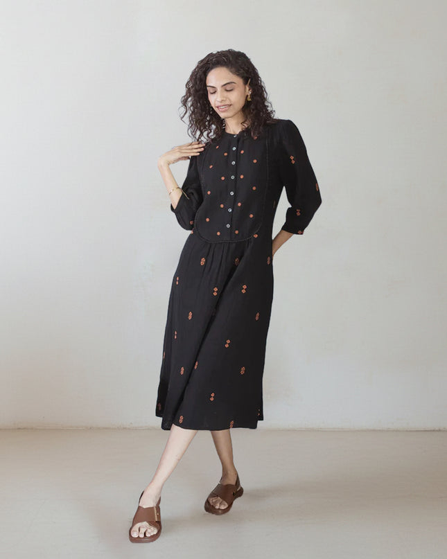 Charcoal Embroidered Dress