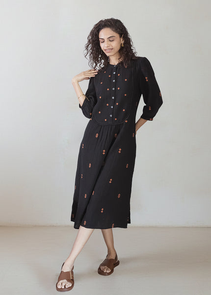 Charcoal Embroidered Dress