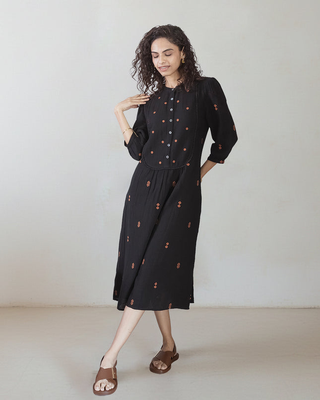 Charcoal Embroidered Dress