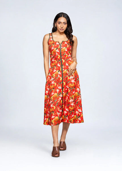 Peony Zipper Dress