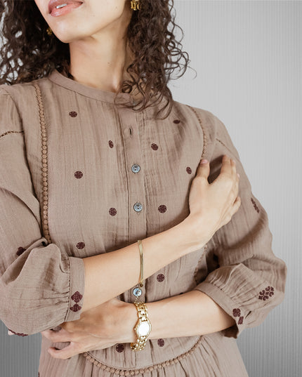 Biscuit Embroidered Dress