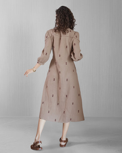 Biscuit Embroidered Dress