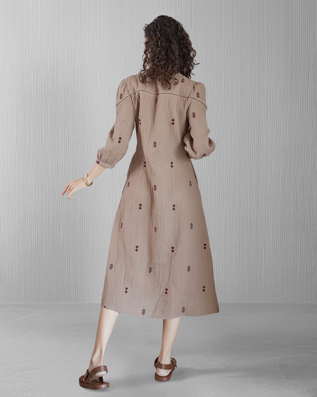 Biscuit Embroidered Dress
