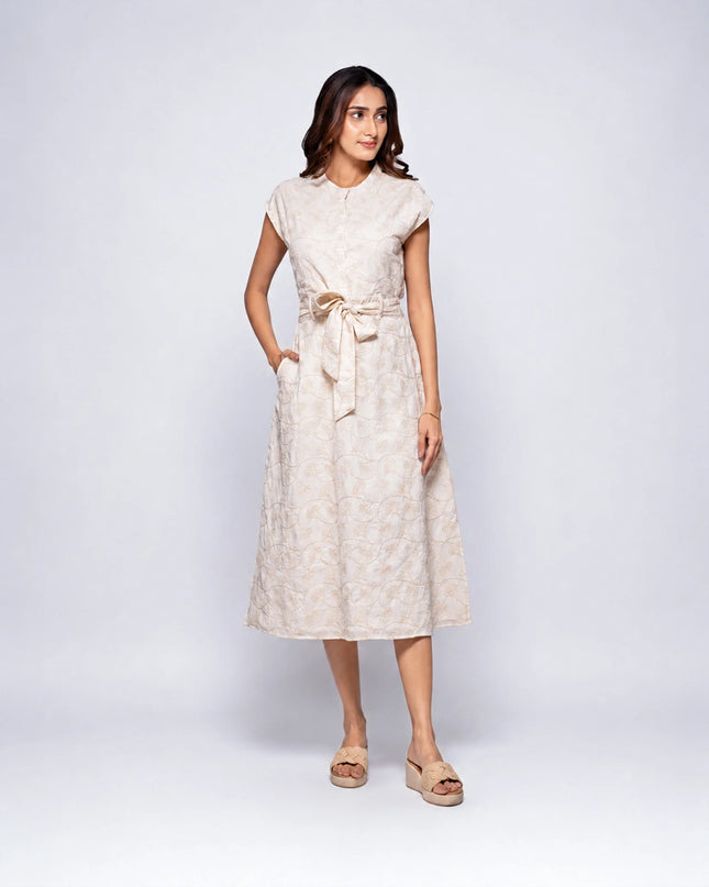 Cord Back-Cut Dress