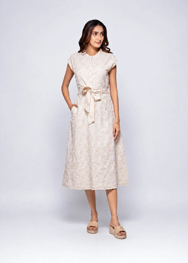 Cord Back-Cut Dress