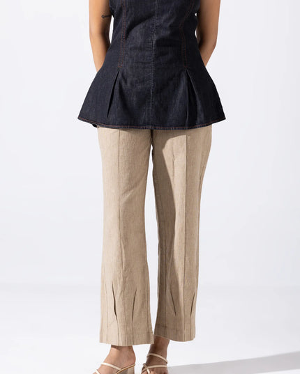 Zip and Flare Peplum Denim Top - Jet Black