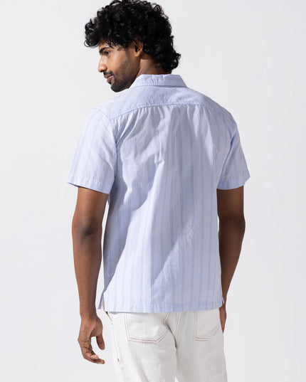 Embroidered Stripe Shirt - Blue Stripe