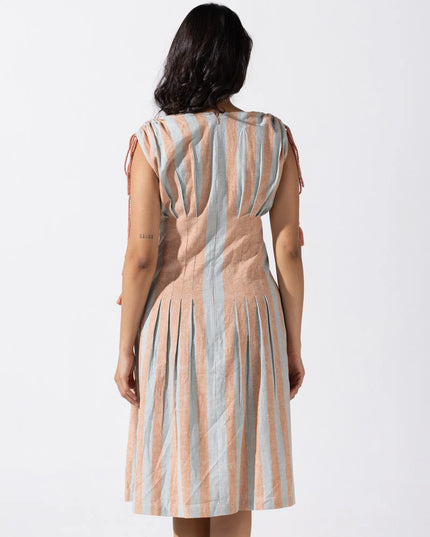 A-Line Tucked Midi Dress - Aqua Mist Sand Beige