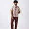 Embroidered Stripe Shirt - Maroon