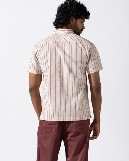 Embroidered Stripe Shirt - Maroon