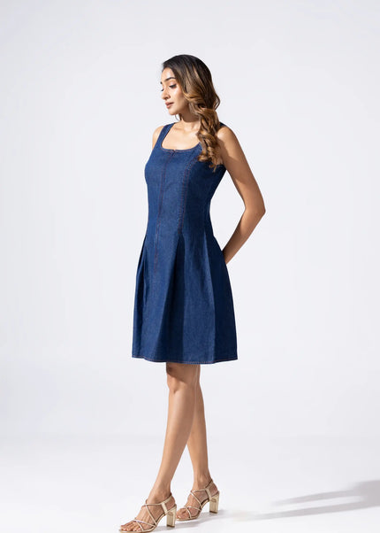 Zip and Flare Knee-Length Denim