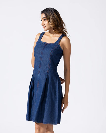 Zip and Flare Knee-Length Denim
