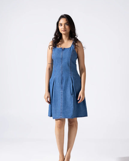 Zip and Flare Knee-Length Denim