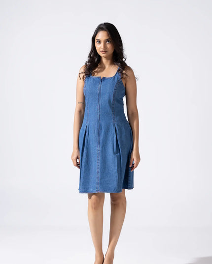 Zip and Flare Knee-Length Denim