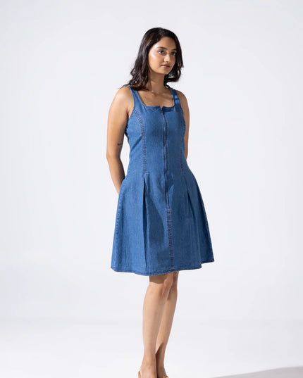 Zip and Flare Knee-Length Denim
