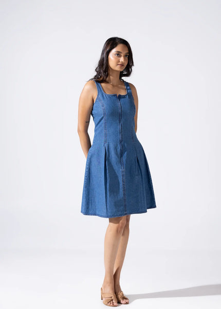 Zip and Flare Knee-Length Denim