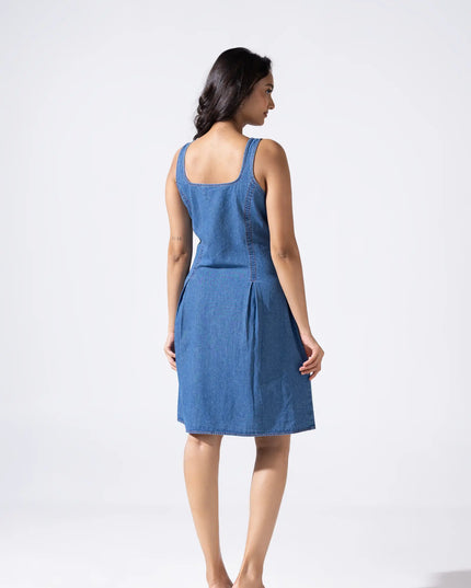 Zip and Flare Knee-Length Denim