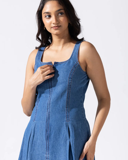 Zip and Flare Knee-Length Denim