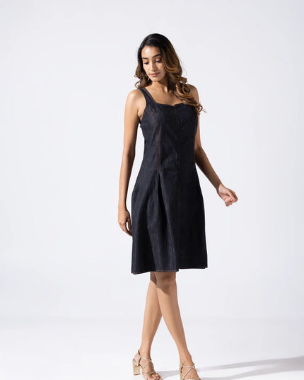 Zip and Flare Knee-Length Denim