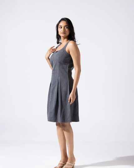 Zip and Flare Knee-Length Denim