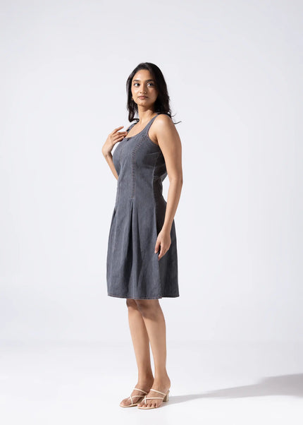 Zip and Flare Knee-Length Denim