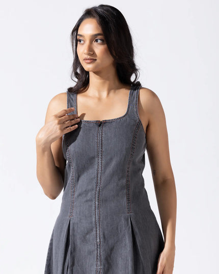 Zip and Flare Knee-Length Denim