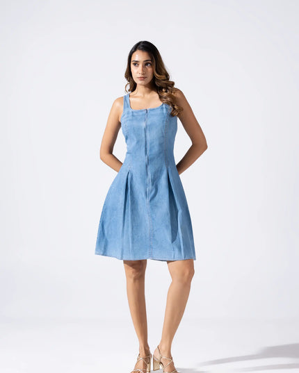 Zip and Flare Knee-Length Denim
