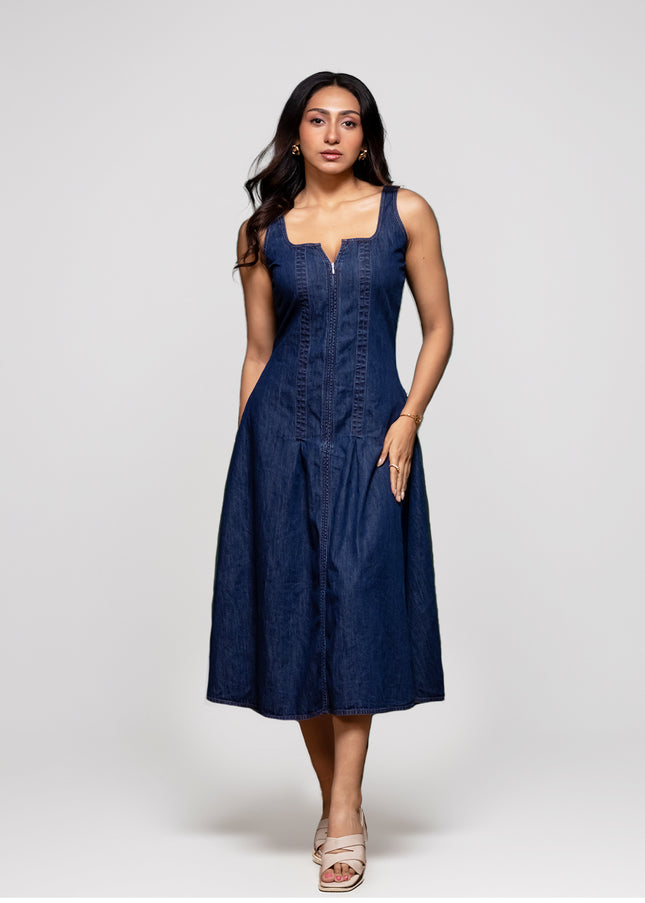 Denim Zipper-Front Dress