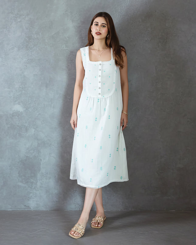 Vanilla Embroidered Dress