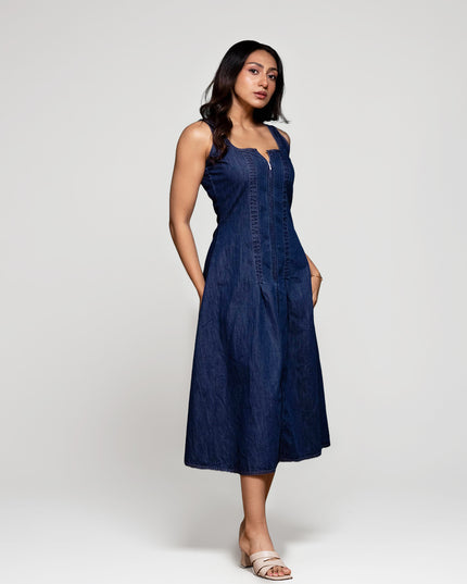 Denim Zipper-Front Dress