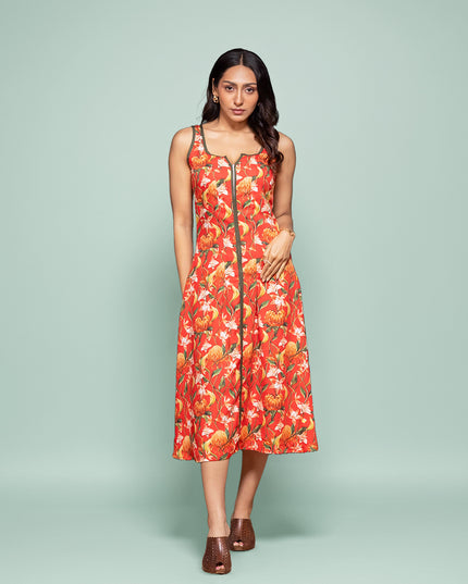 Peony Zipper Dress