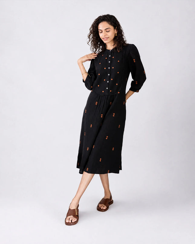 Charcoal Embroidered Dress