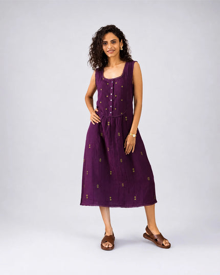 Wine Embroidered Dress