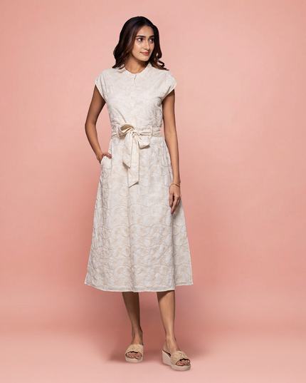 Cord Back-Cut Dress