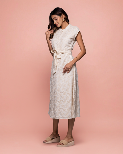 Cord Back-Cut Dress