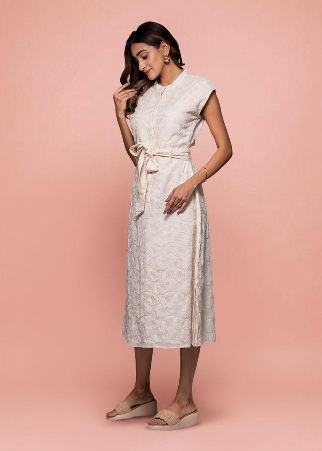 Cord Back-Cut Dress
