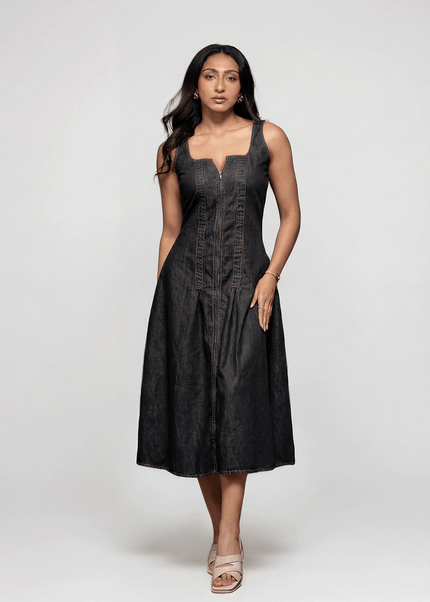 Denim Zipper-Front Dress