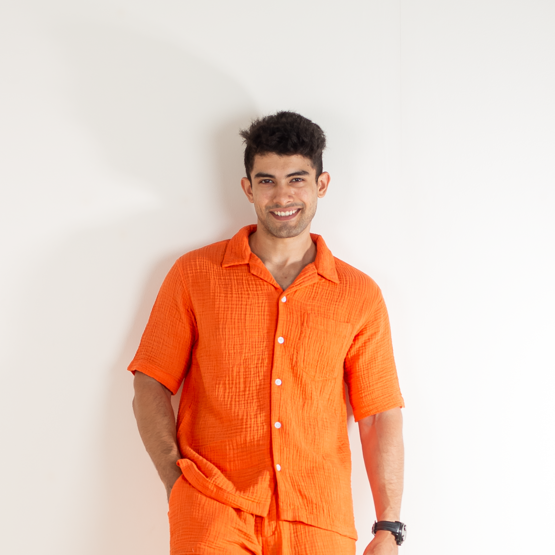 Bright Orange Men's Co-ord Shirt