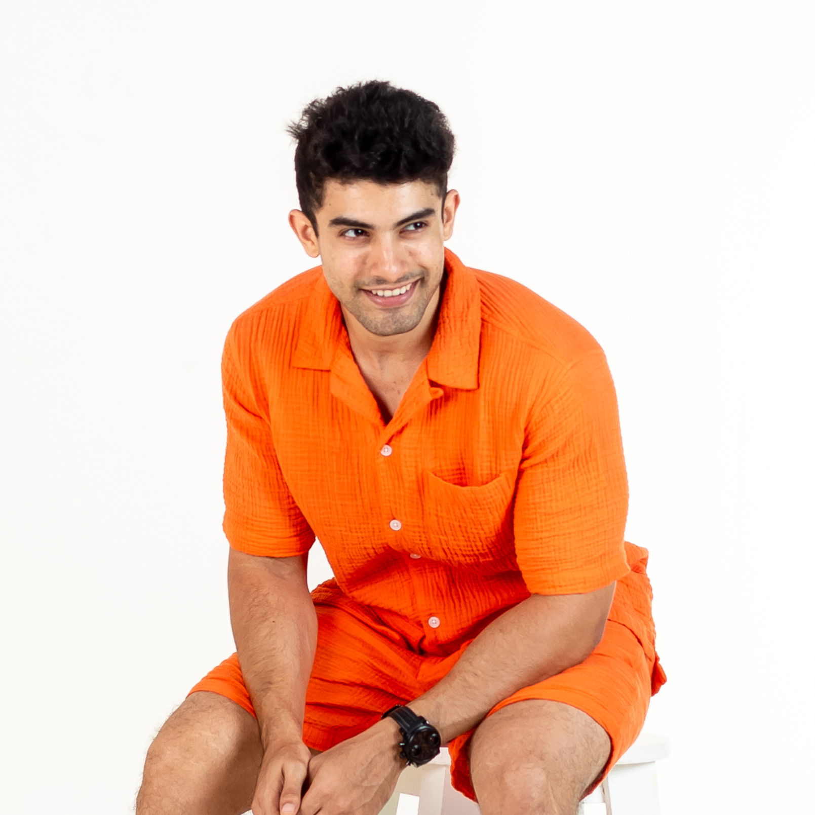 Bright Orange Men's Co-ord Shirt