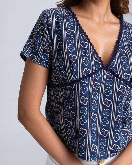 Indigo Lace Cropped Top