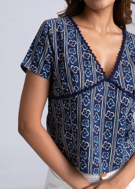 Indigo Lace Cropped Top